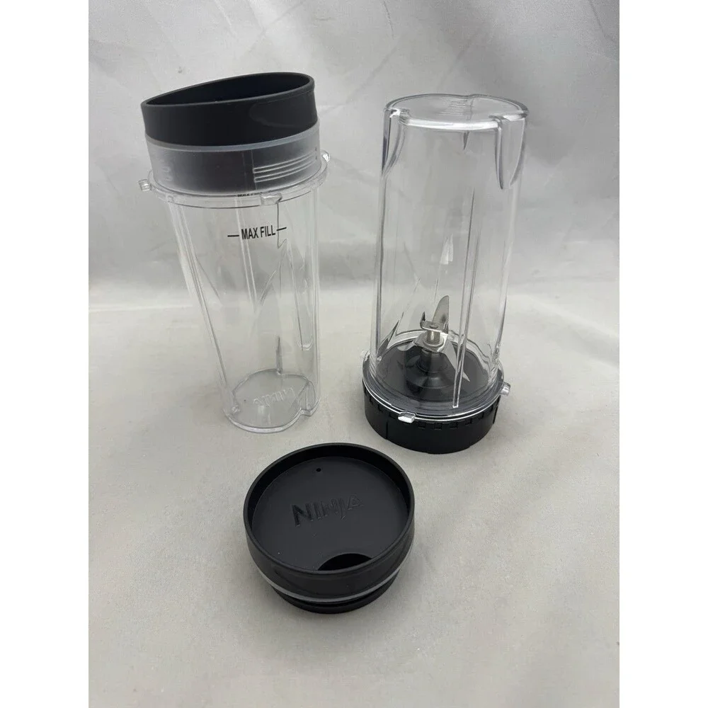 Ninja Blender Cups 16 oz 2 Pack Lids Blade Assembly Replacement Set